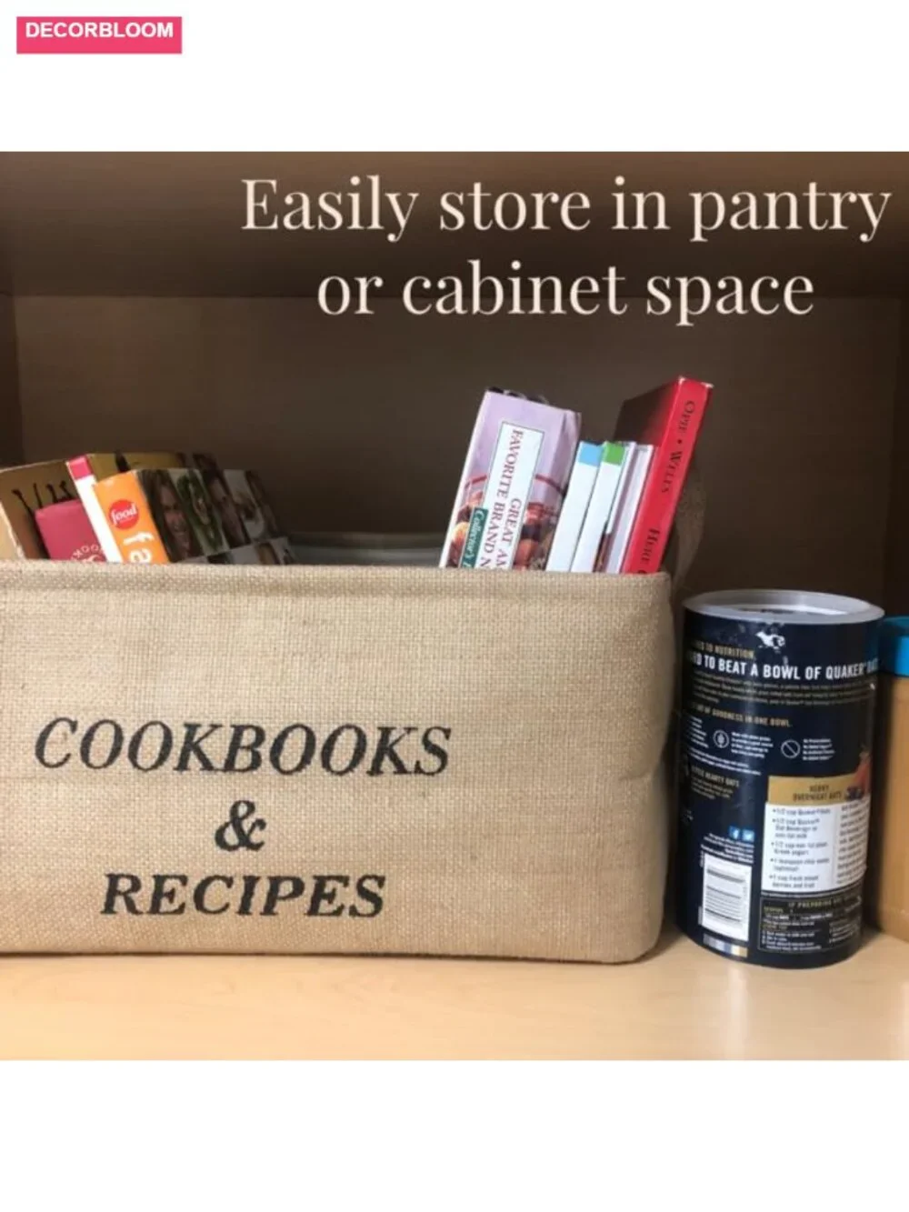 Cookbook Recipe Storage Bin Foldable Cotton Linen Kitchen Organizer